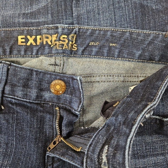 Express Zelda Dark Wash Denim Distressed Skinny Jeans Size 2 Short Women's - Picture 5 of 13
